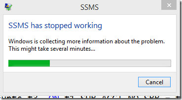 ssms crash